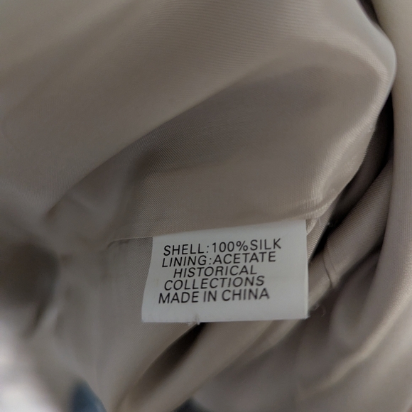 Vintage Past Times Silk Duster Coat Sz XL Creamy Tan Cuffed Sleeves Lined Scroll - Picture 12 of 16